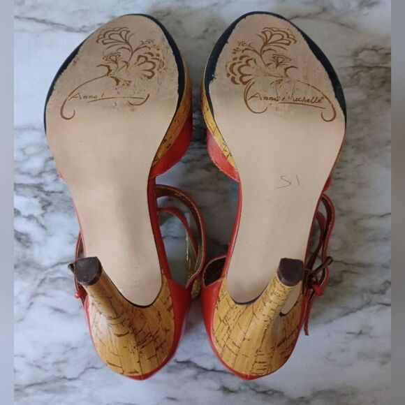 Anne Michelle Orange Double Buckle Sandals Size 7.5 - Picture 9 of 13